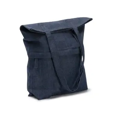 Geantă din material denim reciclat cu buzunar frontal cu fermoar - Img 2