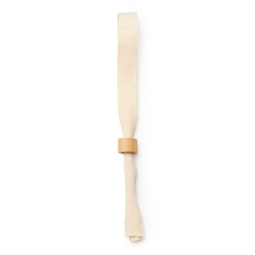 Natural cotton wristband with bamboo pressure clasp (non-transferable) - Img 1