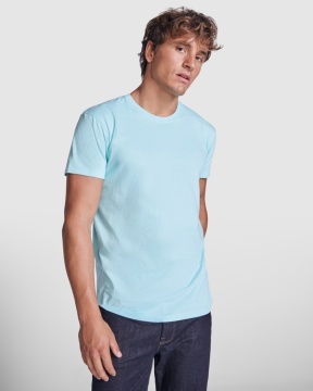 Tricou cu mânecă scurtă şi guler rotund dublu cu elastan, confecționat din material tubular (fără cusături) pentru adulți şi cu cusături pentru copii - Img 1