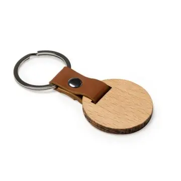 Breloc din lemn natural în două formate, cu finisaje din piele ecologică elegantă - Img 2