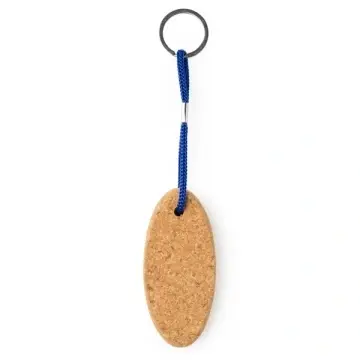 Breloc oval din plută naturală cu sistem de prindere din poliester rezistent
