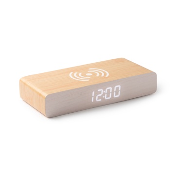 Ceas cu încărcător wireless de 5 W, fabricat din lemn MDF, cu 3 moduri de iluminare - Img 2