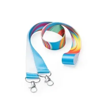 Lanyard dublu din poliester cu carabină, special pentru sublimare