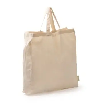 Sacoșă 100% bumbac organic de 120 g/m² cu burduf și mânere întărite, scurte, de 35 cm - Img 2