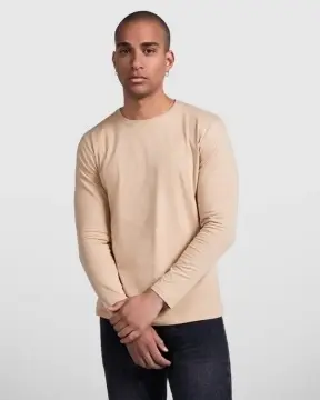 Tricou cu mânecă lungă, material tubular și gât rotund cu 4 straturi