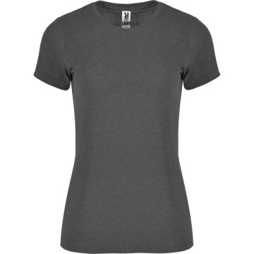 Tricou dama cu mânecă scurtă cambrat, în culori melanj - Img 2