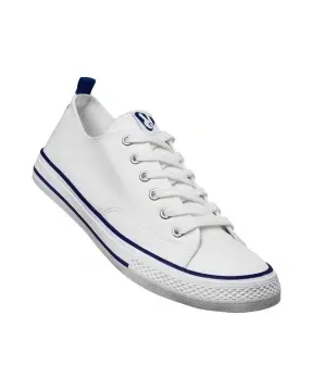 Adidași clasici din pânză, cu talpă din cauciuc alb decorat cu linii colorate - Img 3