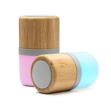 Boxa wireless din bambus și lumină LED multicoloră - Img 3