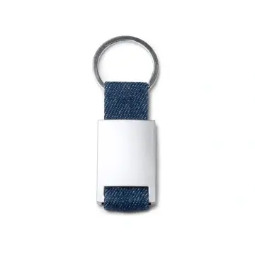 Breloc din material denim cu corp metalic