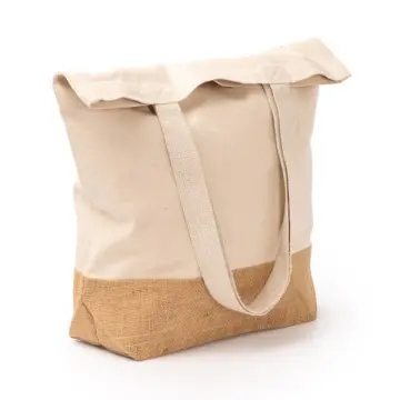 Geantă din bumbac reciclat de 330 g/mp și iută naturală - Img 2