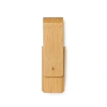 Memorie USB cu corp și clemă rotativă, realizată din bambus natural