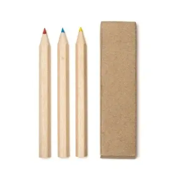 Set de 3 creioane din lemn într-o cutie de carton reciclată