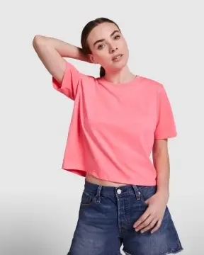 Tricou cu mânecă scurtă tip Crop top