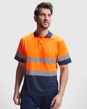 Tricou polo tehnic cu mânecă scurtă de vizibilitate ridicată