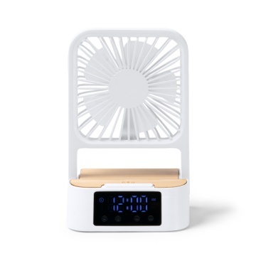 Ventilator de birou cu 3 viteze, funcție de ceas și încărcător wireless de 15 W - Img 1