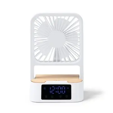 Ventilator de birou cu 3 viteze, funcție de ceas și încărcător wireless de 15 W