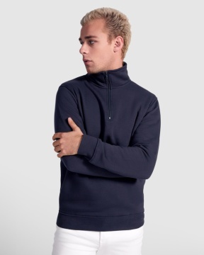 Hanorac unisex cu fermoar la gât de aceeași culoare și guler înalt