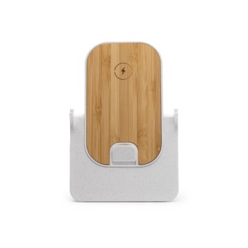 Încărcător wireless cu corp din bambus și bază din fibră de grâu - Img 1