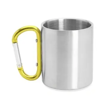 Cană metalică cu pereți dubli cu mâner cu cârlig de siguranță
