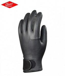 Manusi protectie din nylon poliamidă neagra imersata integral în nitril elastic