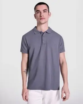 Polo cu mânecă scurtă unisex, 100% bumbac pieptănat Piqué cu aspect acid wash