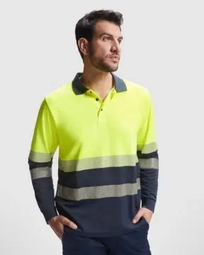 Tricou polo tehnic reflectoriant, cu mânecă lungă