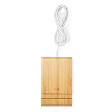 Încărcător wireless bambus natural cu suport pentru telefoane mobile și tablete - Img 1