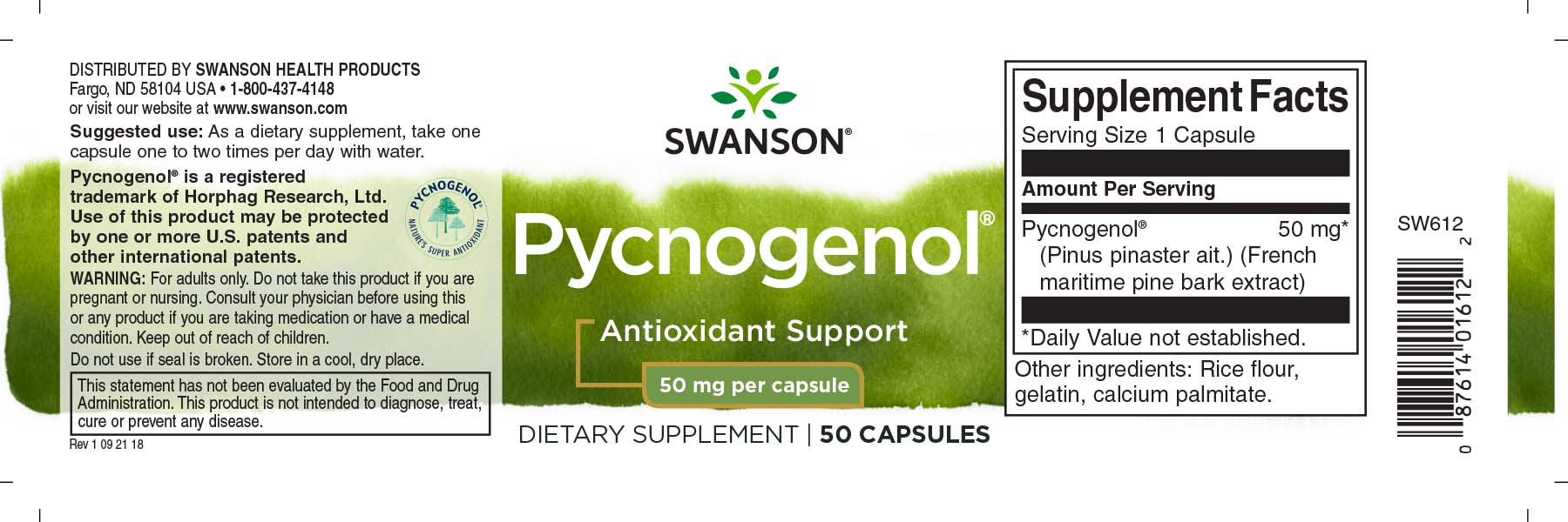 Inaccessible Validation tar Pycnogenol 50 mg 50 capsule Swanson Picnogenol Extract de pin maritim