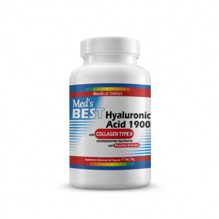 Best Hyaluronic Acid Hialuronic cu Colagen Tip 2 1900mg 60 capsule Med"s Best Gonartroza Coxartroza Hernie Disc