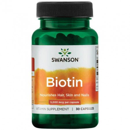 Biotin 5000 mcg Vitamina B7 Biotina 5 mg 30 capsule Swanson