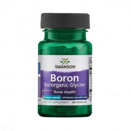 Boron Organic din Albion Boroganic Glycine, 6 mg, Swanson, 60 capsule Absorbtie Optimizata