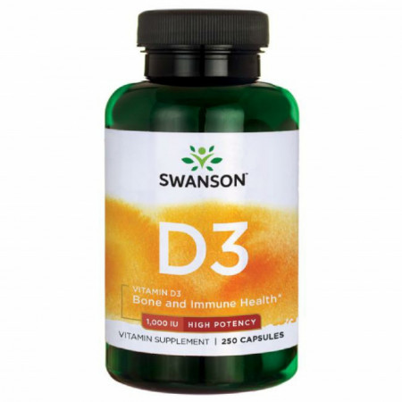 High Potency Vitamin D3 - Vitamina D-3 1000 IU 250 capsule Colecalciferol Swanson