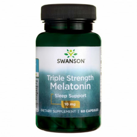Triple Strenght Melatonina Swanson 10 mg 60 Capsule Tulburari de Somn