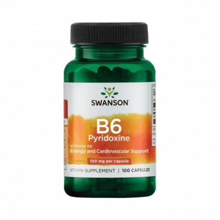 Vitamin B-6 Pyridoxine, 100mg, Swanson, 100 capsule B6 Piridoxina