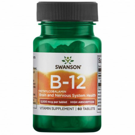 Vitamin B12 Methylcobalamin 5000 mcg 60 tablete - B-12 Metilcobalamina Swanson
