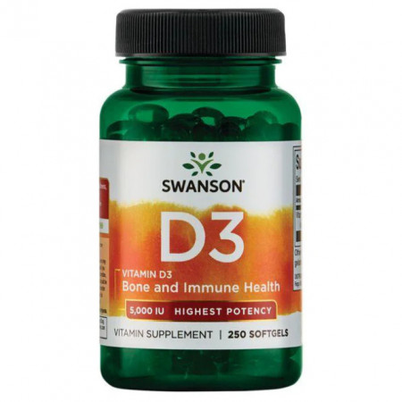 Vitamina D3 5000 Ui 250 capsule moi Swanson D3 Colecalciferol