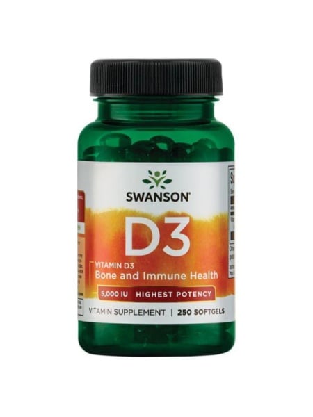Vitamina D3 5000 Ui 250 sgels Colecalciferol Swanson SW1371
