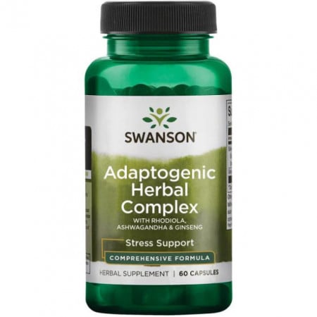 Adaptogenic Herbal Complex Rhodiola Ashwagandha & Ginseng ~ 675 mg 60 capsule Swanson Rodiola