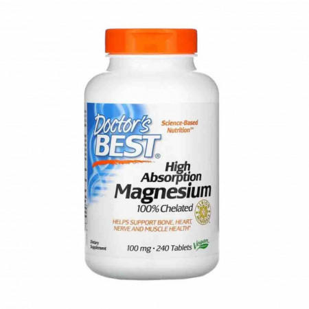 High Absorption Magnesium Glycinate 100% Chelated, 100mg, 240 tablete Doctor's Best