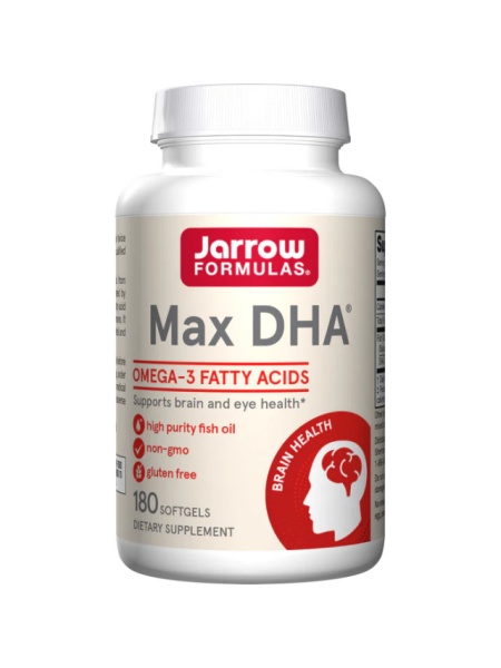Max DHA Omega 3 Fish Oil, Jarrow Formulas, 180 softgels