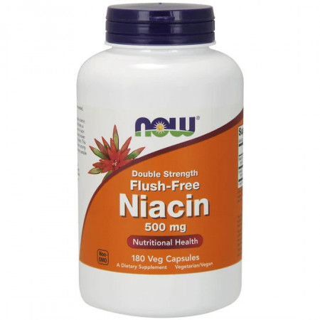 Niacin Vitamina B3 Flush-Free 500 mg 180 capsule Double Strength Now Foods