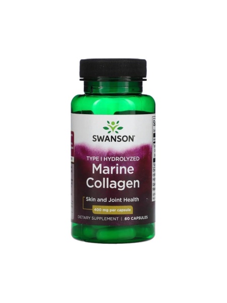 Type I Hydrolyzed Marine Collagen Peptide 60 caps 400 mg Swanson SWU1034 PB