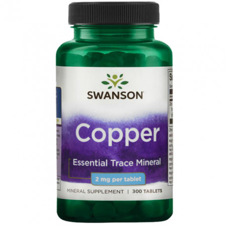 Chelated Copper 2 mg 300 tablete Cupru Chelat Swanson