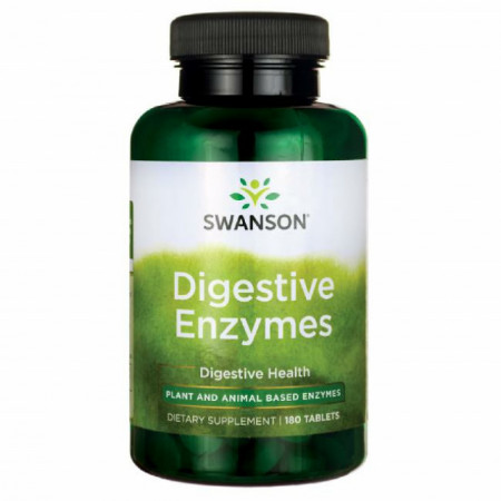Complex Avansat de Enzime Digestive 180 tablete Swanson Enzime Pancreatice 3-6 Luni