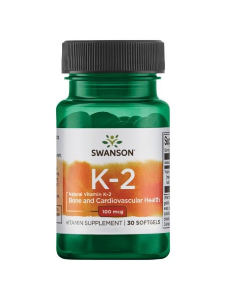 Natural K-2 100 mcg 30 sgels Menaquinone din Natto MenaQ7 MK7 k2 Swanson SWU672
