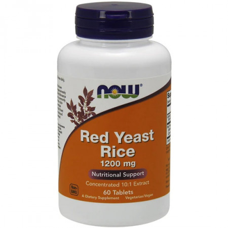 Red Yeast Rice Concentrated 10:1 Extract, 1200mg - 60 tablete (Drojdie de Orez Rosu) NOW FOODS