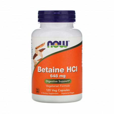 Betaine HCL (Clorhidrat de Betaina), 648 mg, Now Foods, 120 capsule