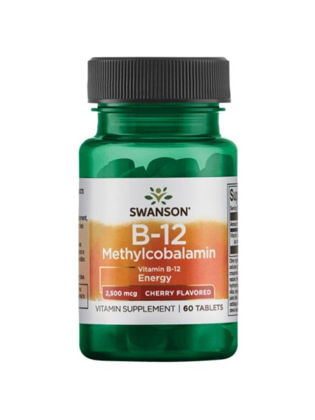 Vitamin B12 2500mcg 60 tab Sublingual B-12 Methyl Metilcobalamina Swanson SWU783