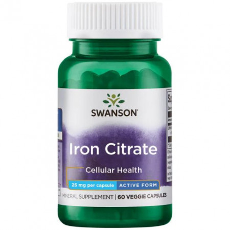 Iron Citrat ~ Citrat de Fier Organic 25 mg 60 capsule Swanson
