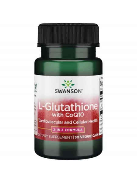 L-Glutathione with CoQ10 30 caps Swanson Antioxidant, Antitumoral Glutation Redus